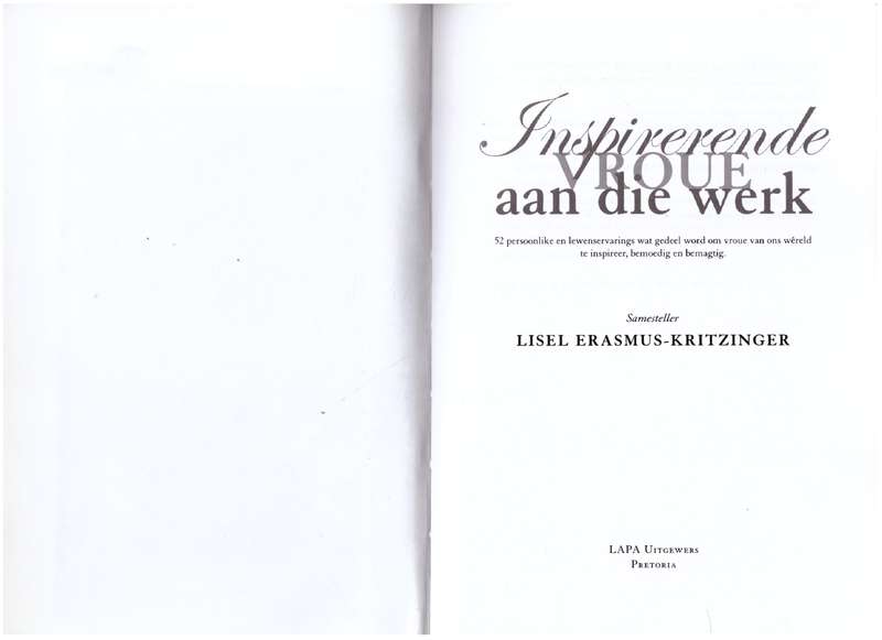 Inspirerende vroue aan die werk -- Lisel Erasmus-Kritzinger