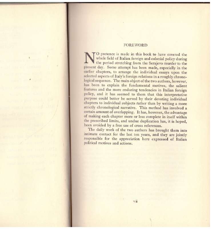 Italy's Foreign and Colonial Policy, 1914-1937 -- Maxwell H. H. Macartney, Paul Cremona