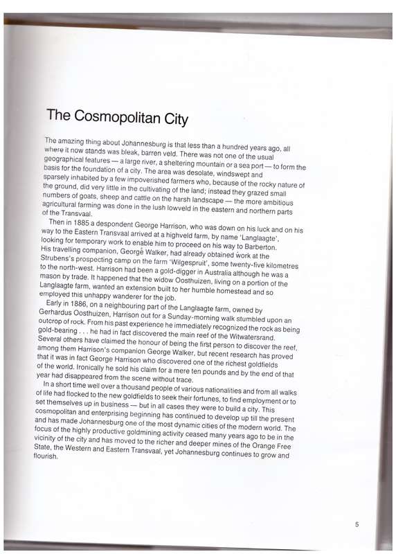 Johannesburg, the Cosmopolitan City  -- Laurence Hughes