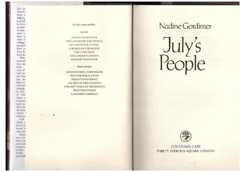 July's People -- Nadine Gordimer