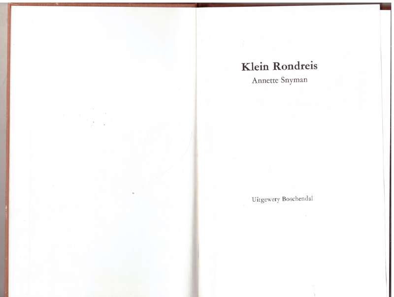 Klein Rondreis  --  Annette Snyman