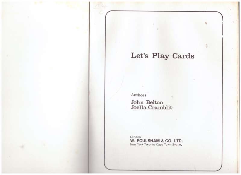 Let's Play Cards  -- John Belton, Joella Cramblit
