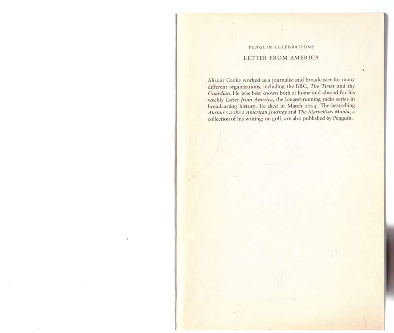 Letter from America : 1946-2004 -- Alistair Cooke