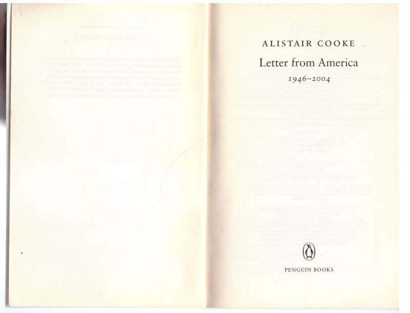 Letter from America : 1946-2004 -- Alistair Cooke