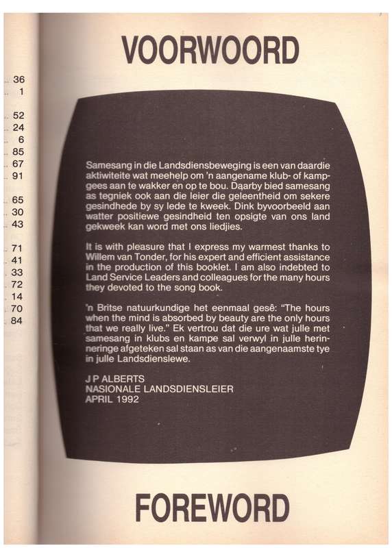 Liedjiebundel  --  Landsdiens