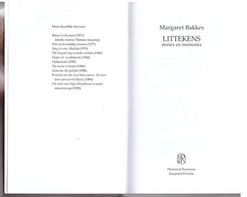 Littekens: stories en memories  --  Margaret Bakkes