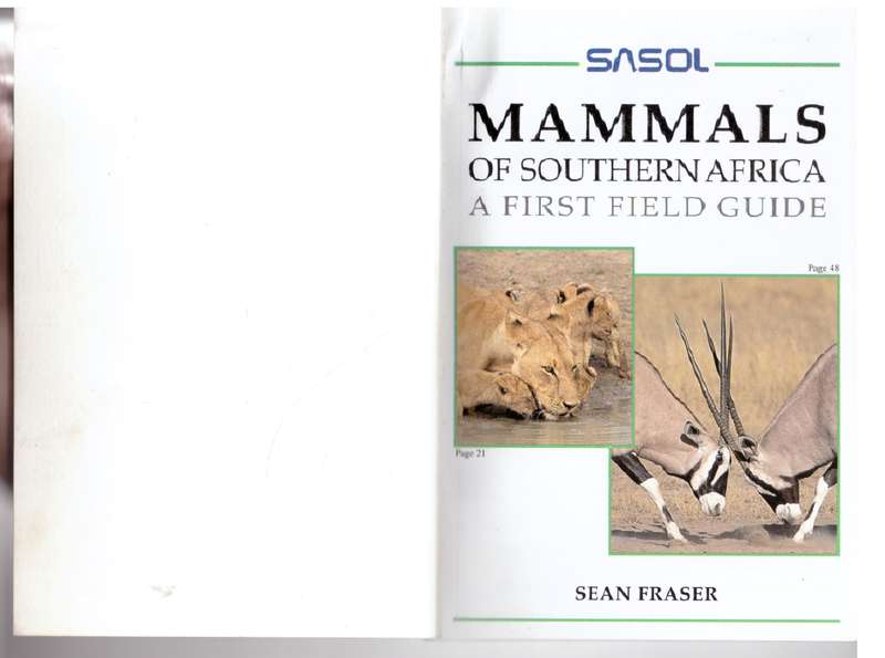 First Field Guide to Mammals of Southern Africa - Sean Fraser