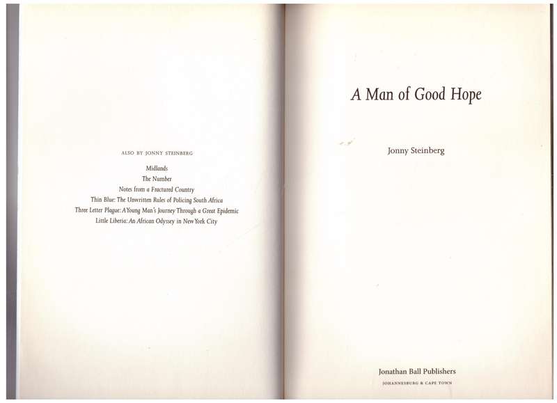 A Man Of Good Hope --  Jonny Steinberg