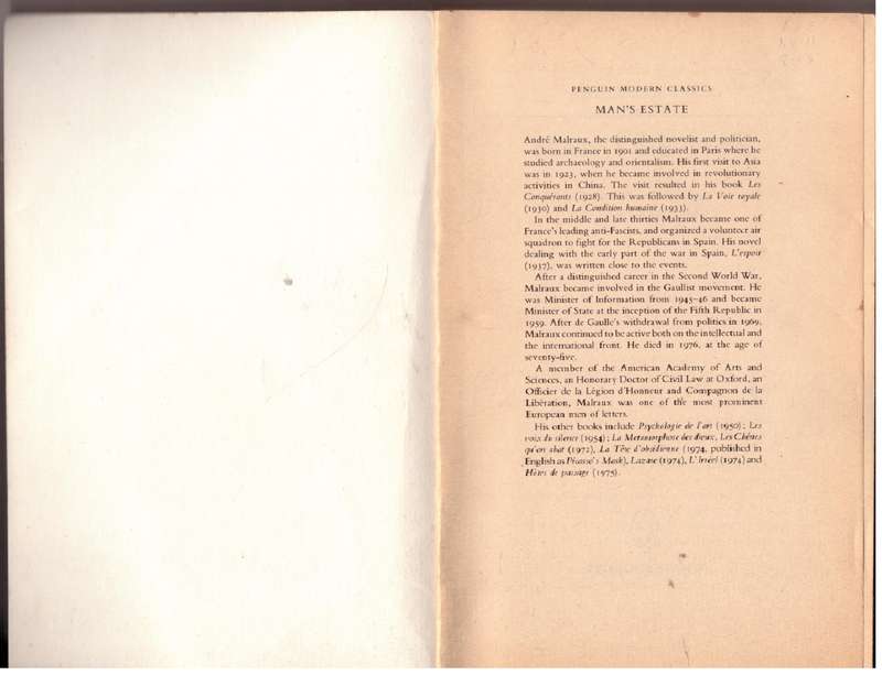 Man's Estate (La Condition Humaine) - André Malraux