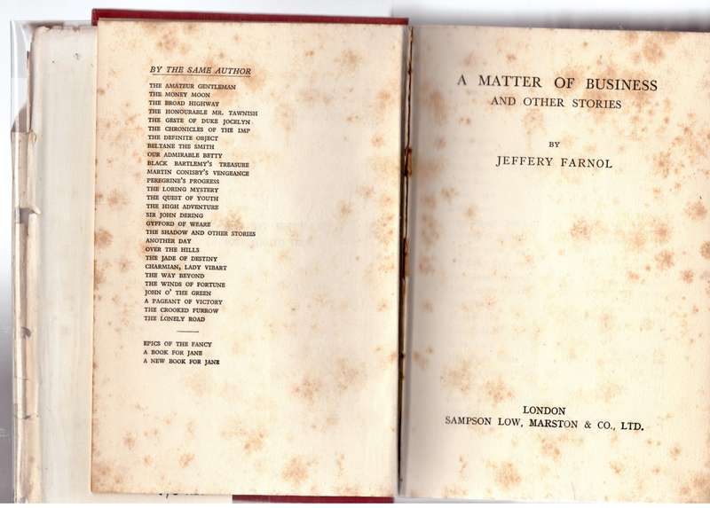 A Matter of Business and Other Stories  --  Jeffery Farnol
