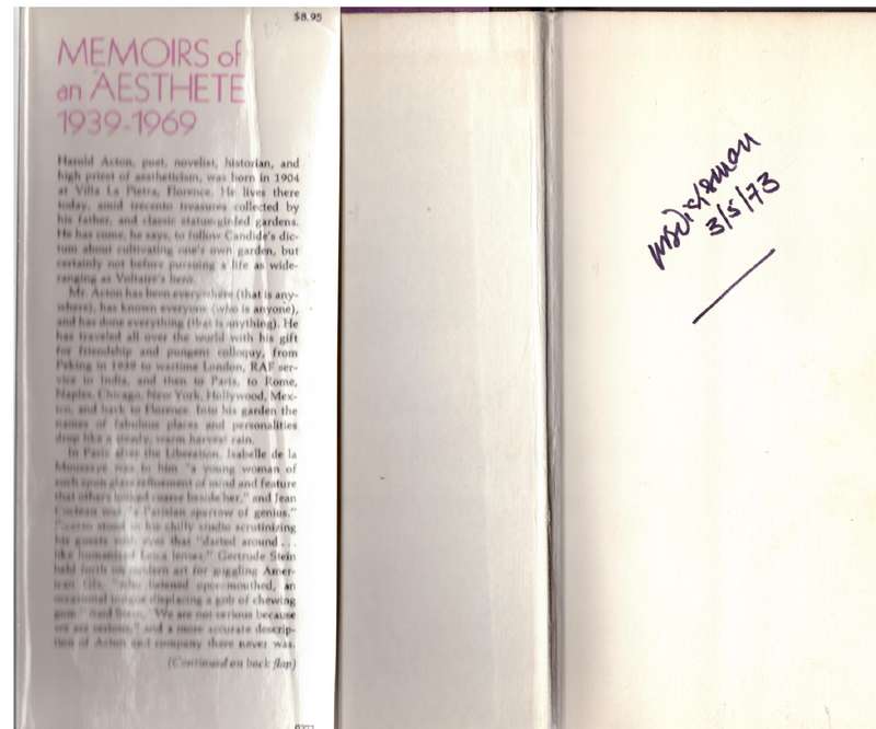 Memoirs of an Aesthete, 1939-1969  --  Harold Acton