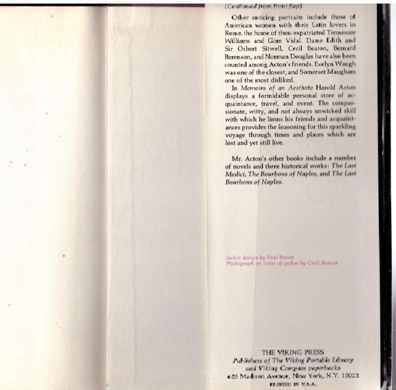 Memoirs of an Aesthete, 1939-1969  --  Harold Acton