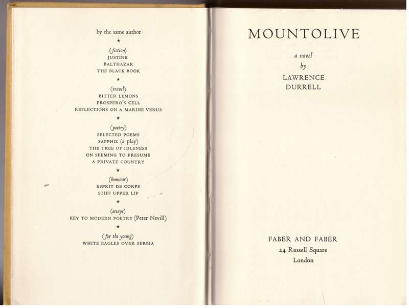 Mountolive: A Novel  --  Lawrence Durrell