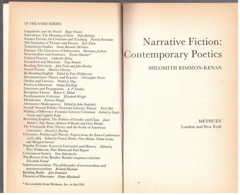 Narrative Fiction: Contemporary Poetics -- Shlomith Rimmon-Kenan