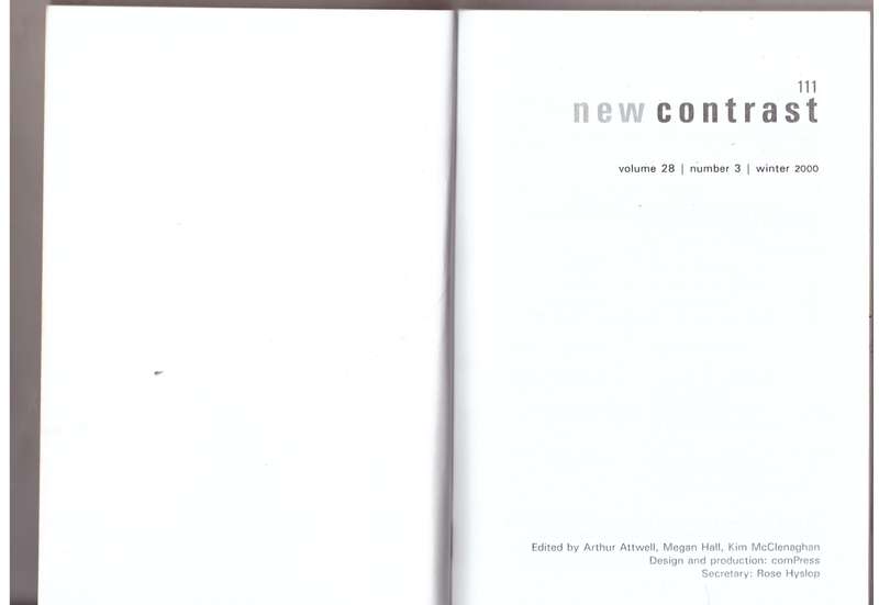 New Contrast 111 - Volume 28, Number 3, Winter 2000