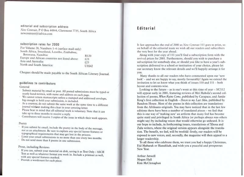 New Contrast 111 - Volume 28, Number 3, Winter 2000