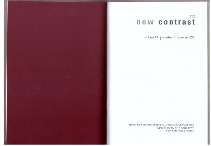 New Contrast 113, Volume 29, Number 1, Summer 2001