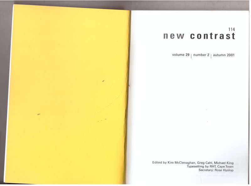 New Contrast 114, Volume 29, Number 2, Autumn 2001