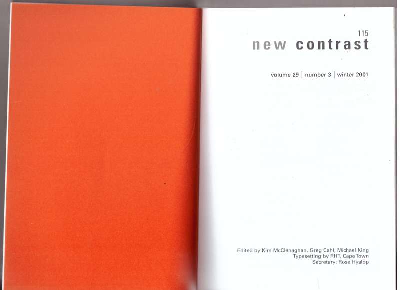 New Contrast 115 - Volume 29, Number 3, Winter 2001