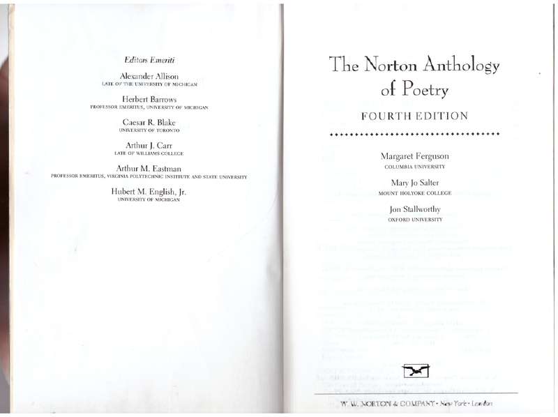 The Norton Anthology of Poetry - Margaret Ferguson, Mary Jo Salter, Jon Stallworthy [Editors]