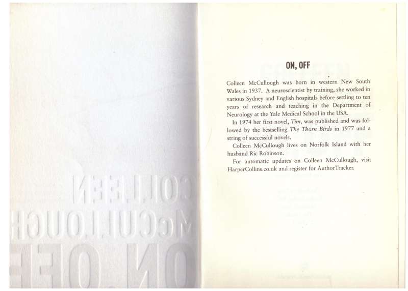 On, Off: A Novel  --  Colleen McCullough
