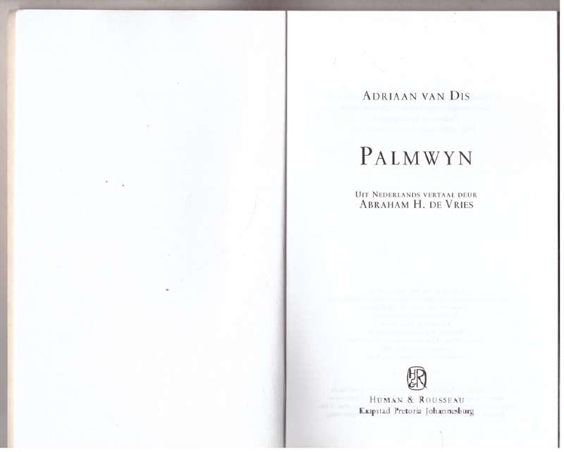 Palmwyn  --  Adriaan Van Dis
