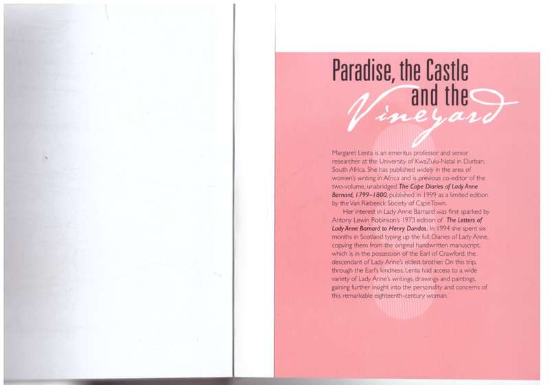 Paradise, the Castle and the Vineyard: Lady Anne Barnard's Cape Diaries - Margaret Lenta [Editor]
