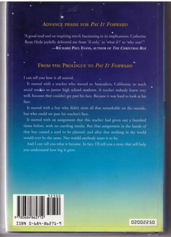 Pay it forward : a novel  --  Catherine Ryan Hyde