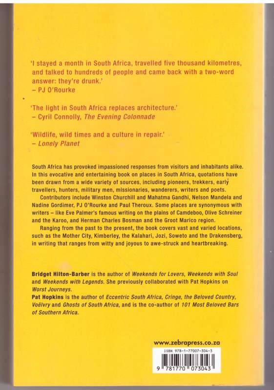 Place: A Collection of South African Travel and Landscape Quotations  --  Bridget Hilton-Barber