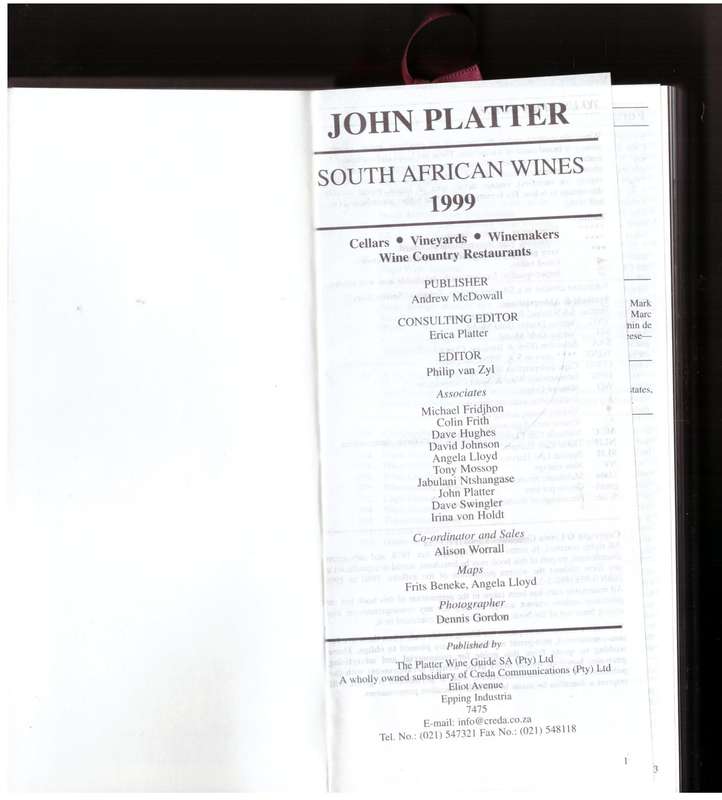 John Platter's South African Wines 1999