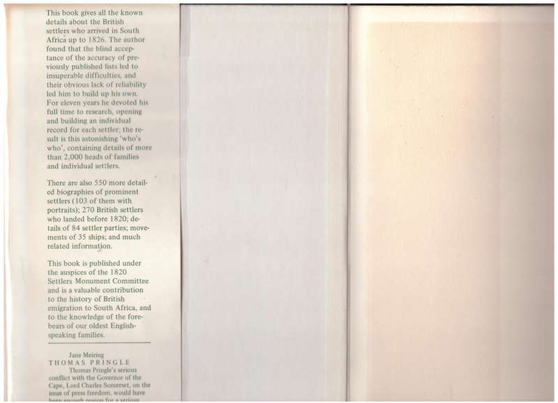 Roll of the British Settlers in South Africa: Pt. 1. Up to 1826  --  E. Morse Jones