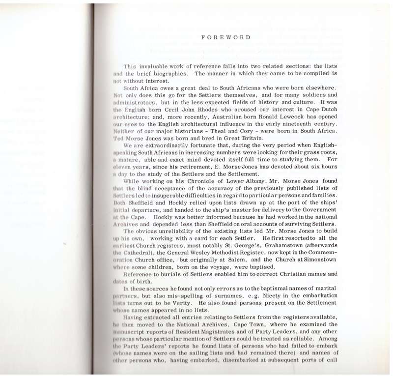 Roll of the British Settlers in South Africa: Pt. 1. Up to 1826  --  E. Morse Jones