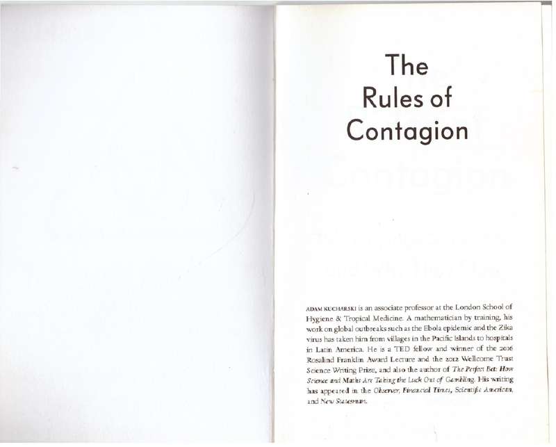The Rules of Contagion: Why Things Spread - and Why They Stop - Adam Kucharski