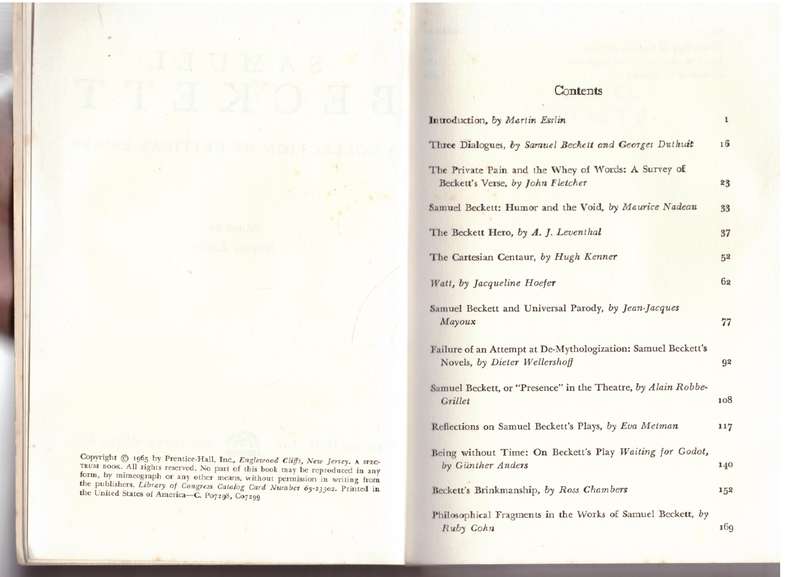 Samuel Beckett: A Collection of Critical Essays -- Martin Esslin (Editor)