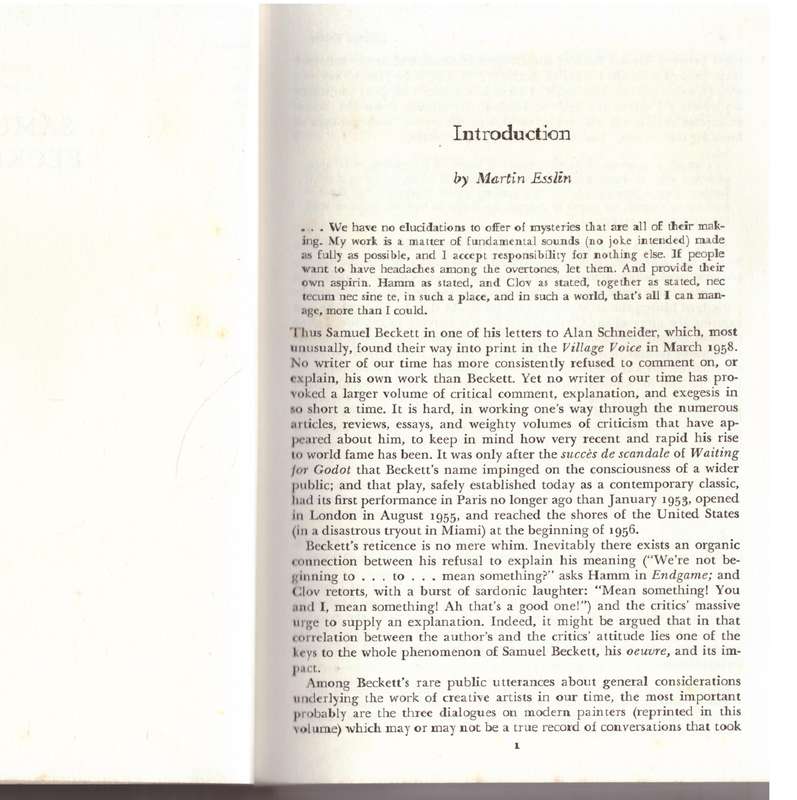 Samuel Beckett: A Collection of Critical Essays -- Martin Esslin (Editor)