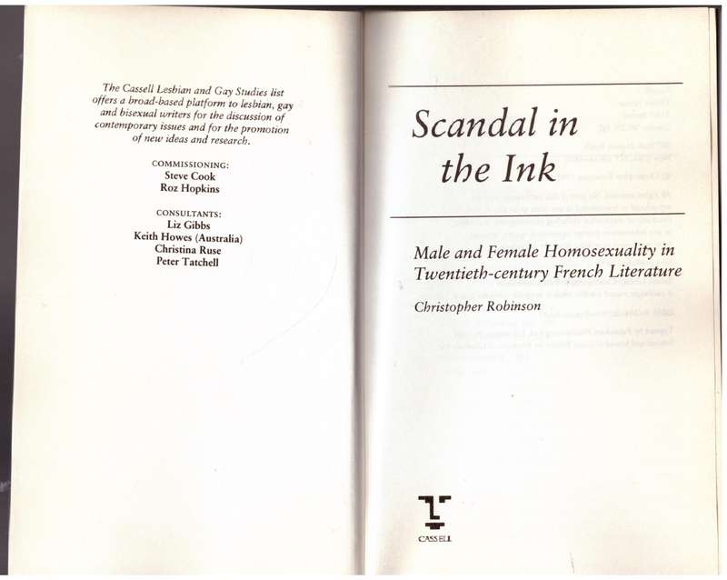 Scandal in the Ink: Male and Female Homosexuality --  Christopher Robinson