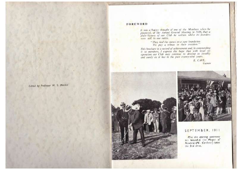 A Short history of the Mowbray Golf Club  --  W. S. Mackie