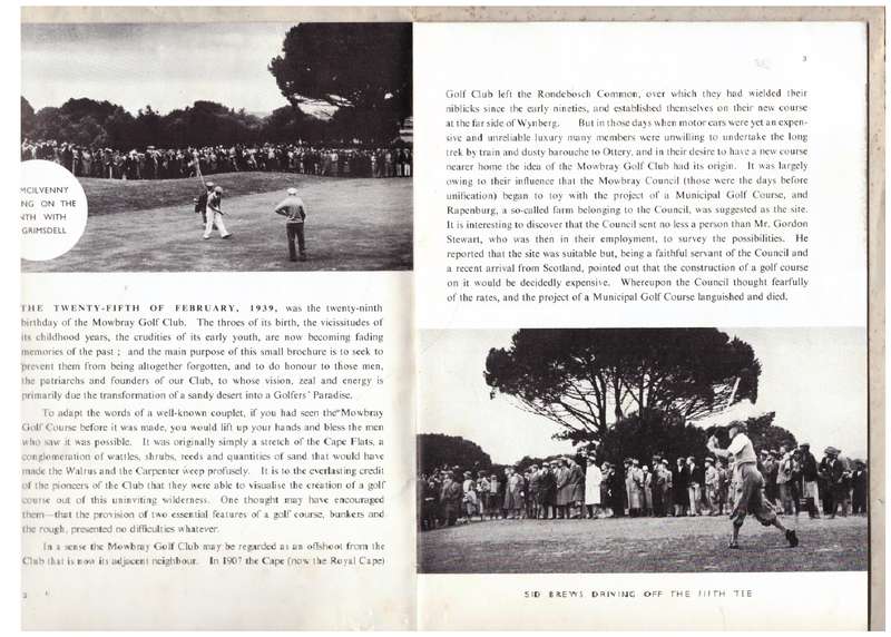 A Short history of the Mowbray Golf Club  --  W. S. Mackie