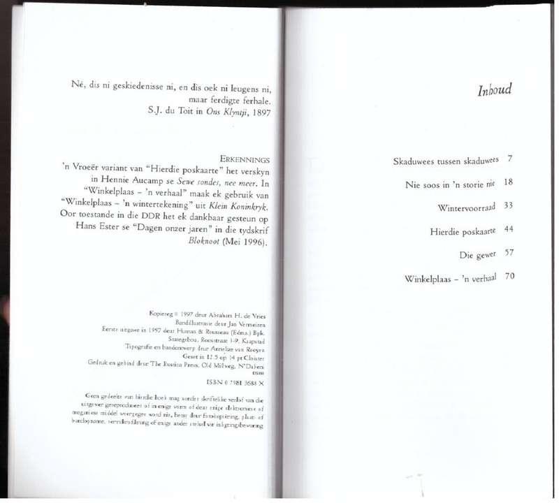 Skaduwees tussen skaduwees -- Abraham H. De Vries