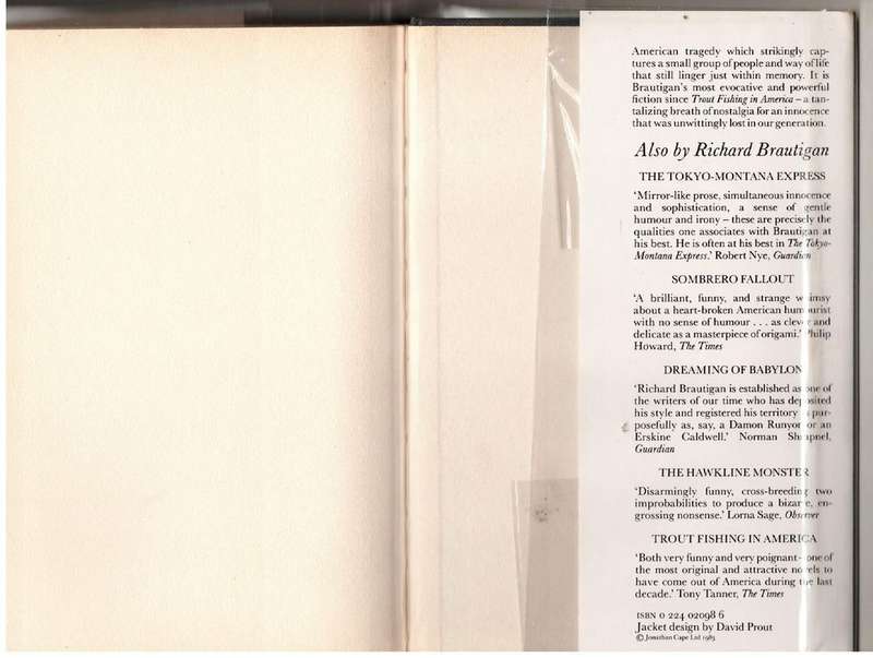 So the Wind Won`t Blow it All Away -- Richard Brautigan