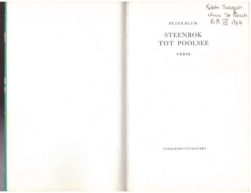 Steenbok tot Poolsee: verse -- Peter Blum