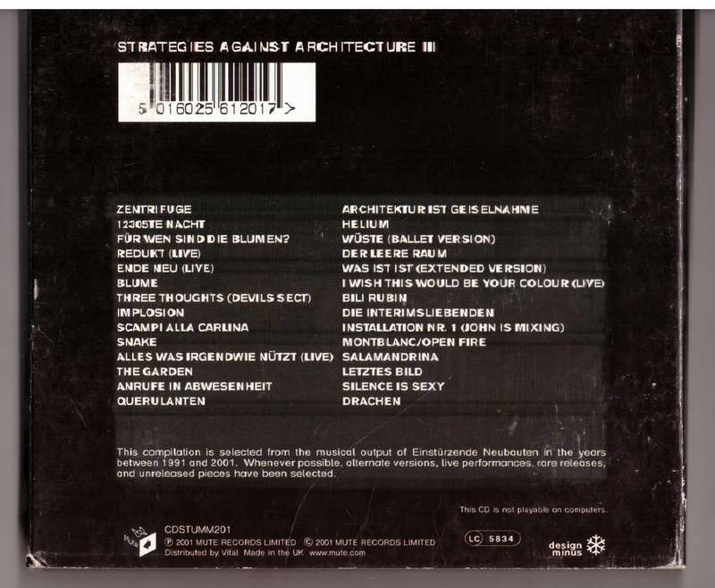 Einstürzende Neubauten  Strategies Against Architecture III (1991-2001)