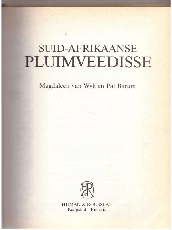 Suid- Afrikaanse Pluimveedisse  --  Magdaleen Van Wyk,  Pat Barton