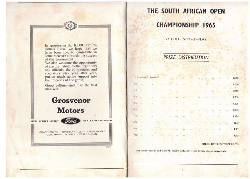 The 1965 South African Open Golf Championship played at The Royal Cape Golf Club.