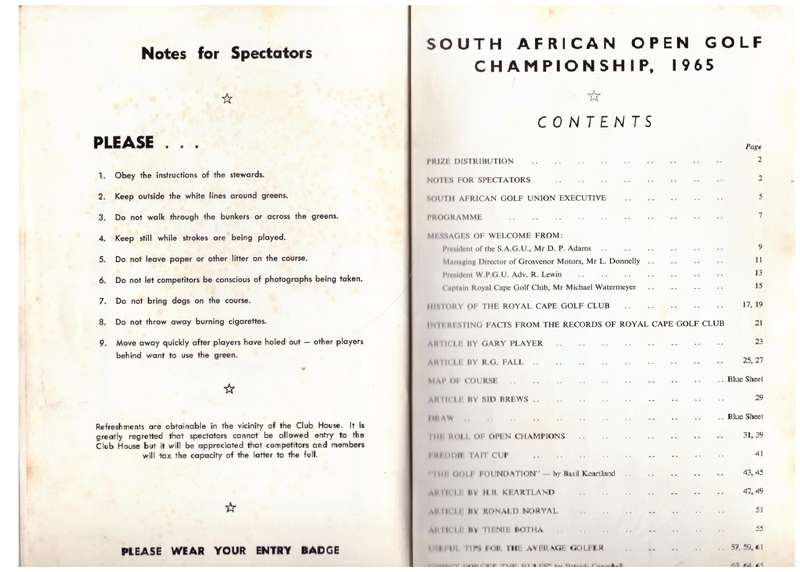The 1965 South African Open Golf Championship played at The Royal Cape Golf Club.