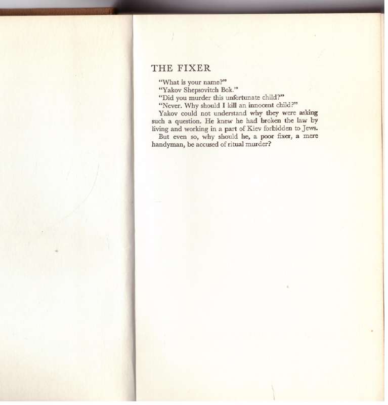 The Fixer  --  Bernard Malamud
