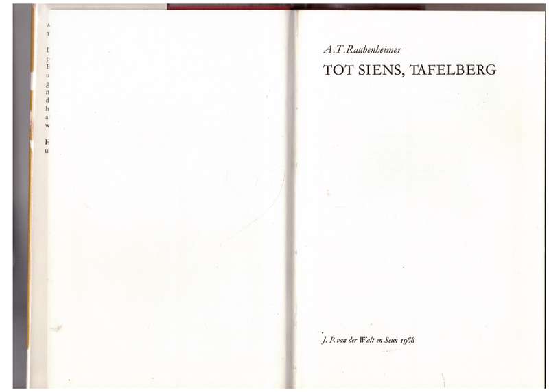 Tot Siens, Tafelberg -- A. T. Raubenheimer