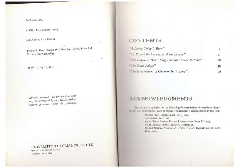 Towards One World: Development of International Organizations -- Olive Fitzsimmons