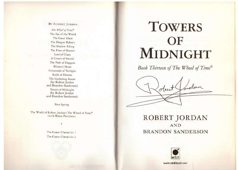 Towers of Midnight (Wheel of Time # 13) -- Robert Jordan, , Brandon Sanderson  *SIGNED*