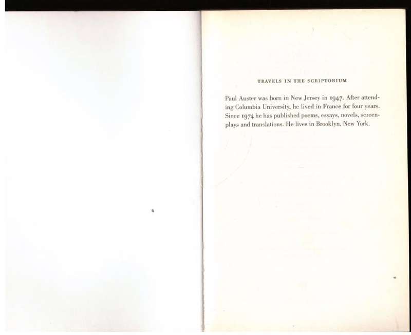 Travels in the Scriptorium: A Novel  -- Paul Auster